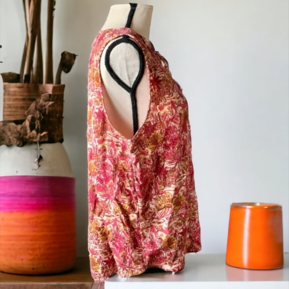 JOIE FLORAL LINEN HI LOW SLEEVELESS TOP SIZE LARGE - Picture 2 of 9